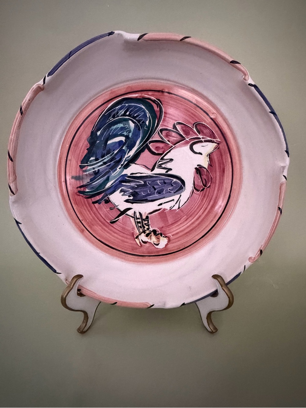Vintage Stoneware Cockerel Pie Plate | French Country Wall Decor